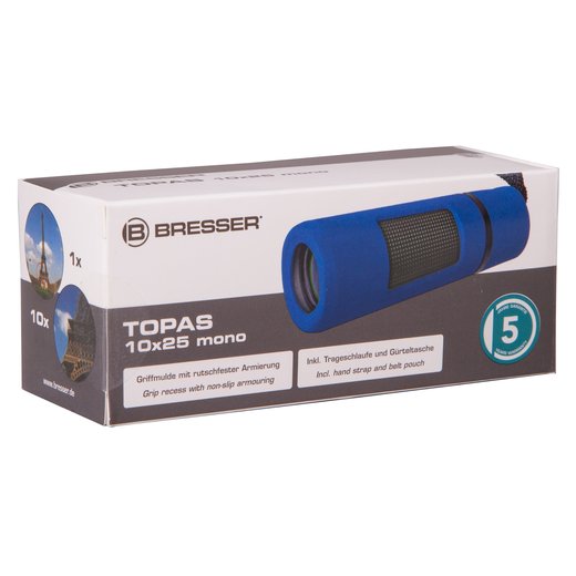 Bresser Topas 10x25 - modrý dalekohled