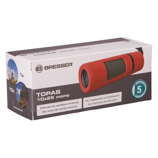 Bresser Topas 10x25 - červený dalekohled